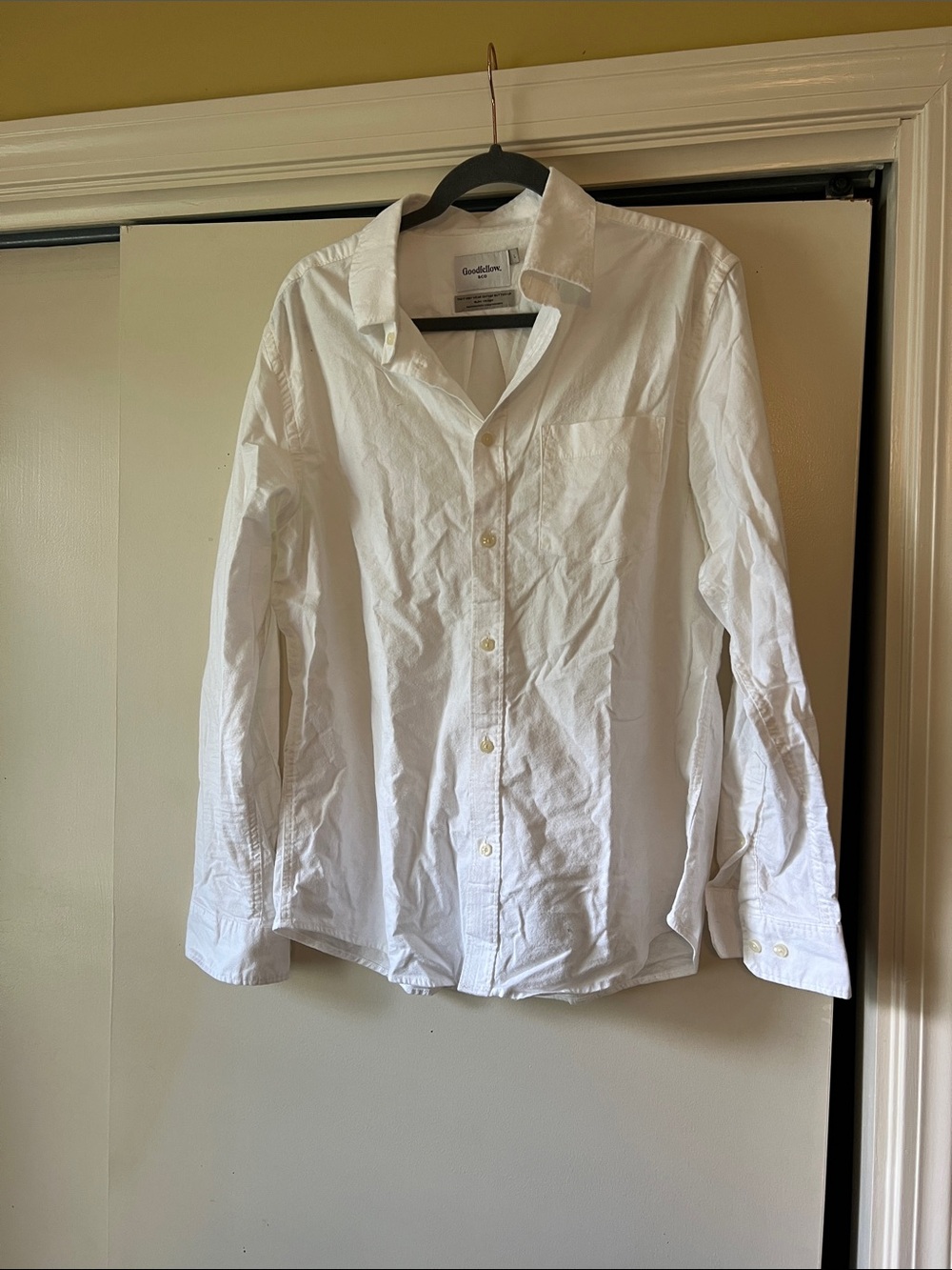 Goodfellow & Co White Long-Sleeve Button Shirt L